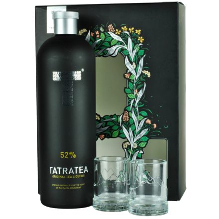 Tatratea Eredeti tea likőr 0,7l 52% (fekete) + 2 pohár DD