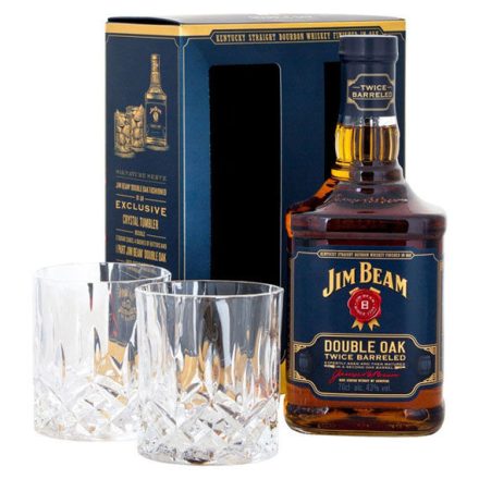 Jim Beam Double Oak Kentucky Straight Bourbon Whiskey 2 pohárral díszdobozban