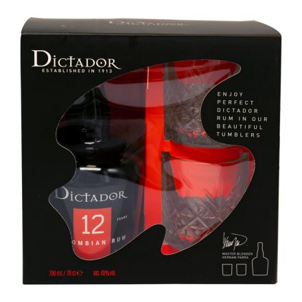 Dictador 12 éves rum 0,7l 40% + 2 pohár DD