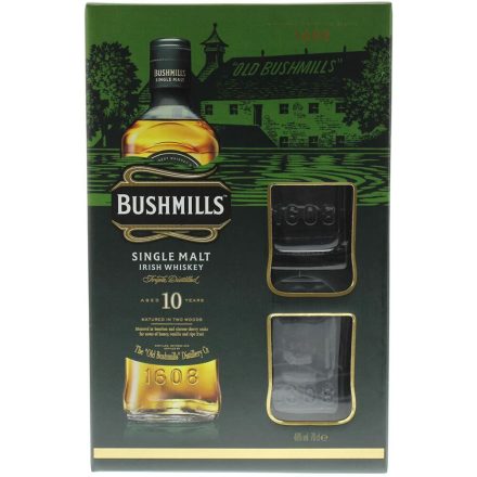Bushmills 10 éves whiskey 0,7l 40% + 2 pohár DD