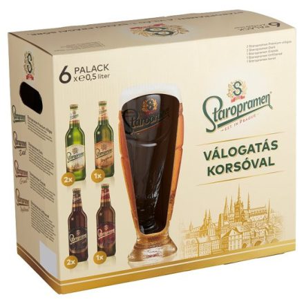 Staropramen sör 6x0,5l ü + pohár PACK