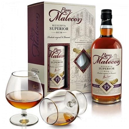 Malecon 15 éves rum 0,7l 40% + 2 pohár DD