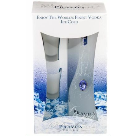 Pravda Iced Gift Set vodka 0,7l 40% + 2 frosted shot pohár DD