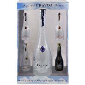   Pravda Gift Set vodka  0,7l+4x0,05l Citron, Coconut, Orange, Raspberry DD