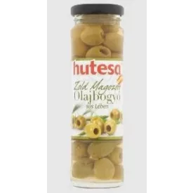   Hutesa Olajbogyó zöld, magozott üveges 140g/60g 1/12 kifutó***