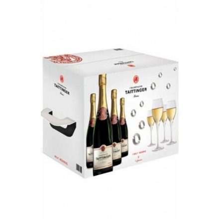 Taittinger Brut Reserve Champagne  4x0,75L + 4 Pohár DD