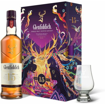Glenfiddich 15 éves whisky 0,7l 40% + flaska DD