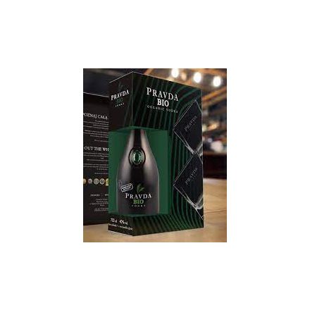 Pravda Bio Gift Set vodka 0,7l 40% + 2 square lowball pohár DD