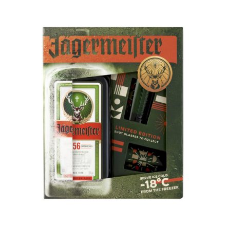 Jagermeister 0,7L 35% + 2 gyűjthető shot pohár DD