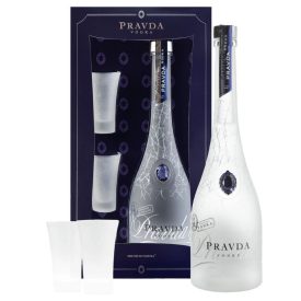   Pravda Iced Gift Set vodka 0,7l 40% + 2 frosted shot pohár DD DRS