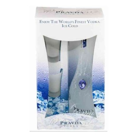 Pravda Iced Gift Set vodka 0,7l 40% + 2 frosted shot pohár DD DRS
