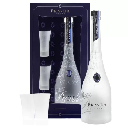 Pravda Iced Gift Set vodka 0,7l 40% + 2 frosted shot pohár DD DRS
