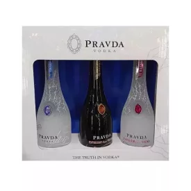   Pravda Sampler Pack vodka 3x0,2l Luxury, Espresso, Raspberry DRS DD