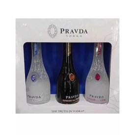   Pravda Sampler Pack vodka 3x0,2l Luxury, Espresso, Raspberry DRS DD