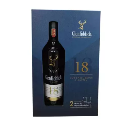 Glenfiddich 18 éves whisky 0,7l 40% + 2 pohár DD