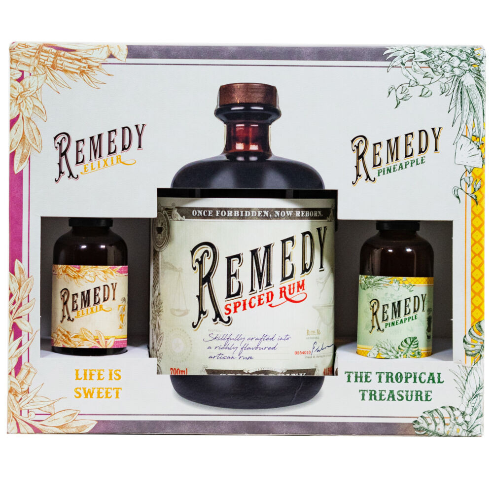 Remedy Set Spiced rum 0,7l 41,5% + Elixir 0,05l 34% + Pineapple 0,05l 40% DD